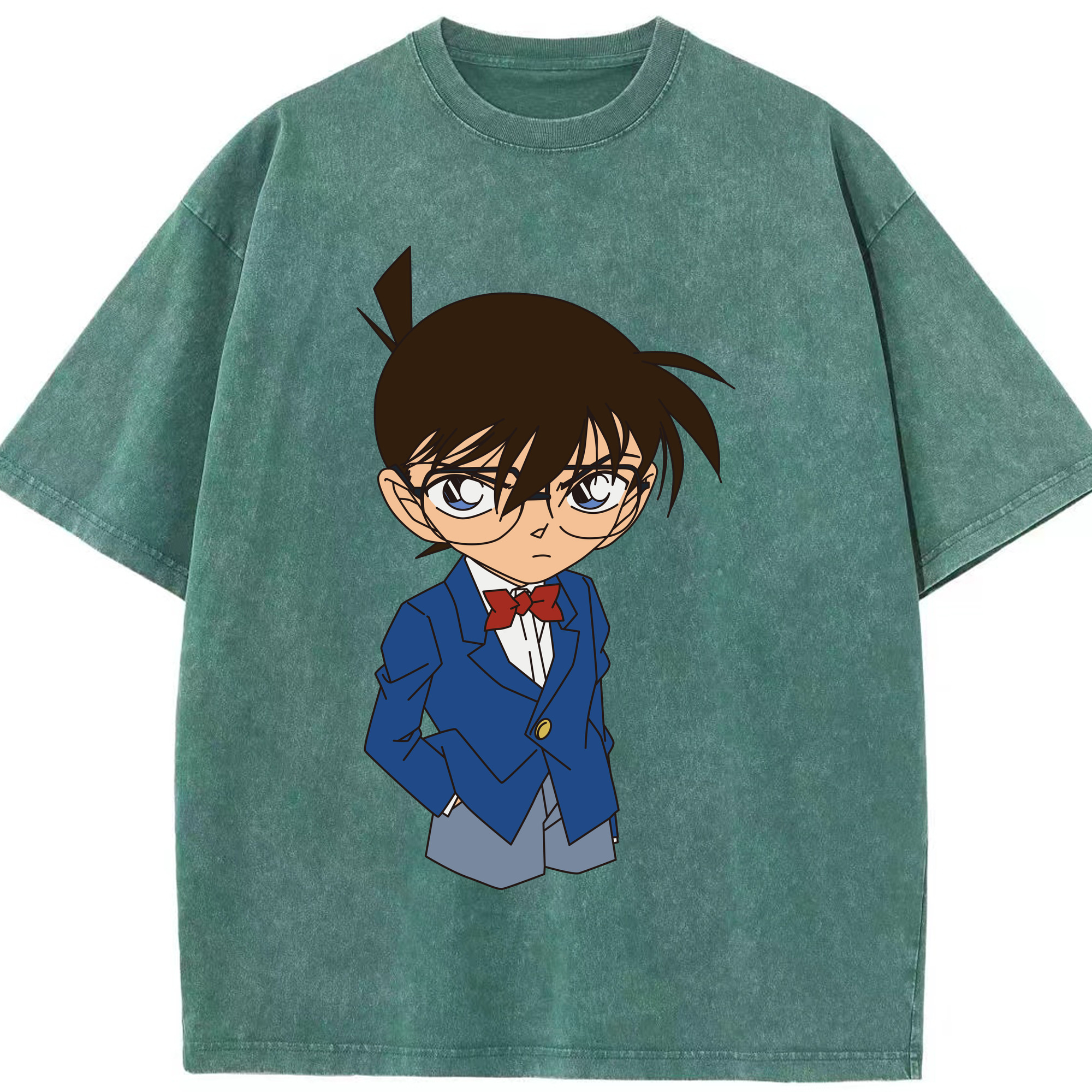 （画像用） 名探偵コナン 江戸川 コナン Detective Conan Conan Edogawa 綿100% ヴィンテージ風 半袖Tシャツ（フロントプリント）